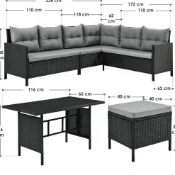 Manacor Polyrattan schwarzes Lounge-Set