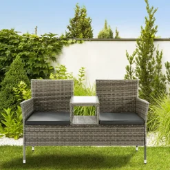 Monaco Polyrattan graues Gartenbank