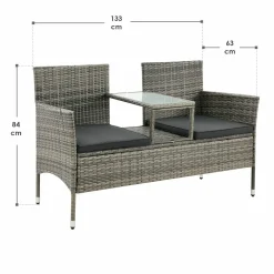 Monaco Polyrattan graues Gartenbank