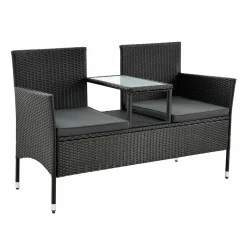 Monaco Polyrattan schwarze Gartenbank