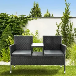Monaco Polyrattan schwarze Gartenbank