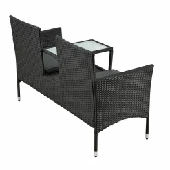 Monaco Polyrattan schwarze Gartenbank