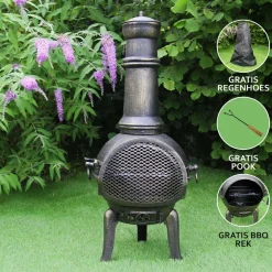 Monstershop Gusseisen Gartenkamin mit Schutzhulle