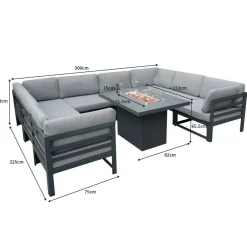MonsterShop Modulares 8-Sitz Lounge-Set mit Feuerstelle