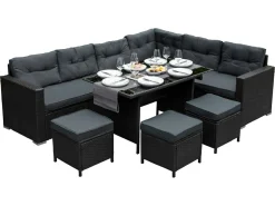 Monstershop Rattan 9 Personen Ecklounge-Set