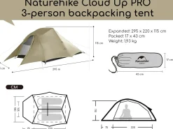 Naturehike Cloud Up 3 PRO Zelt - Braun