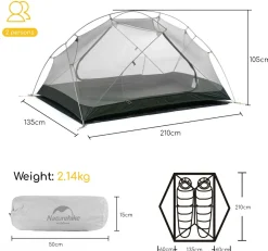 Naturehike Mongar 2 Kuppelzelt - White