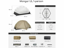 Naturehike Mongar 1 UL Zelt – Khaki