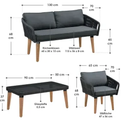 Neapal schwarzes Sofa Set Gartenmöbel