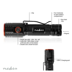 Nedis LTRR20WBK LED-Taschenlampe - Schwarz