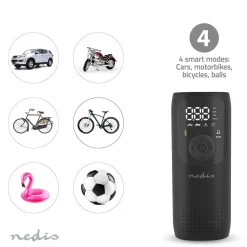 Nedis PAAC10BK Wiederaufladbarer Luftkompressor - Schwarz