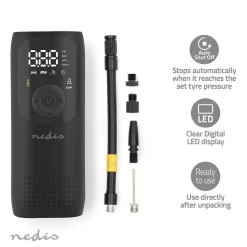 Nedis PAAC10BK Wiederaufladbarer Luftkompressor - Schwarz