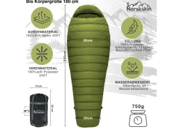 Norskskin Ultralight 800 L Mumienschlafsack - Green