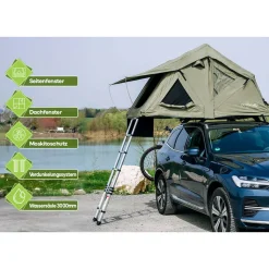 OutdoorU Compact 2 Pers Dachzelt inkl. Dachfenster - Khaki