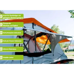 OutdoorU Family Plus 4 Pers Dachzelt inkl. Vorzelt - Nordic Blue