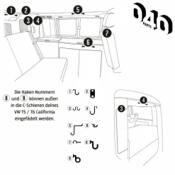 040Parts 10-Teiliges Haken Set - VW California T5 T6