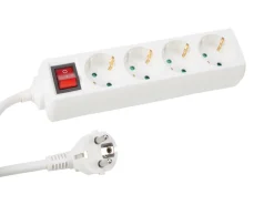 Perel EB4S-3-G 4-fach Steckdosenleiste mit Schalter - 3 Meter