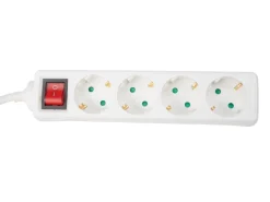 Perel EB4S-3-G 4-fach Steckdosenleiste mit Schalter - 3 Meter