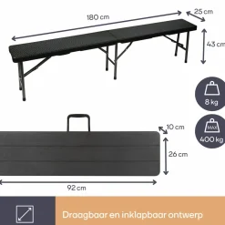Perel klappbare Sitzbank - Schwarz