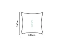 Platinum Coolfit 5x5m quadratisches Sonnensegel - Anthrazit