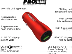 Pro User 48 Watt USB Auto Ladegerät - Silver