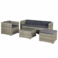 Punta Cana L Polyrattan graues Lounge-Set