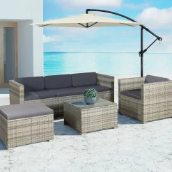 Punta Cana L Polyrattan graues Lounge-Set