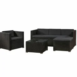 Punta Cana L Polyrattan schwarzes Lounge-Set