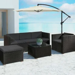 Punta Cana L Polyrattan schwarzes Lounge-Set