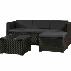 Punta Cana M Polyrattan Schwarze Lounge-Set