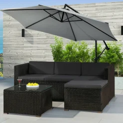 Punta Cana M Polyrattan Schwarze Lounge-Set