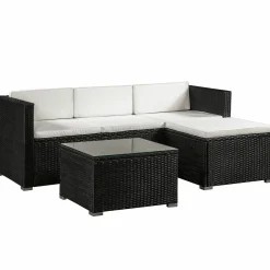 Punta Cana M Polyrattan schwarzes Lounge-Set
