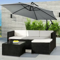 Punta Cana M Polyrattan schwarzes Lounge-Set