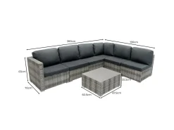 Rattan Modular 7-teiliges Möbelset – Grau