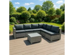 Rattan Modular 7-teiliges Möbelset – Grau
