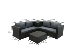 Rattan Modular 6-teiliges Möbelset – Schwarz