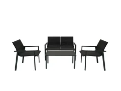 Rattan Terrassenmöbel Set - Schwarz