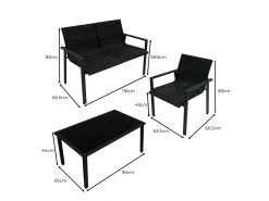 Rattan Terrassenmöbel Set - Schwarz