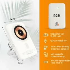 R2B 10000 mAh MagSafe Powerbank - White