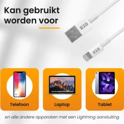 R2B 2 Meter weißes USB-A zu Lightning Kabel