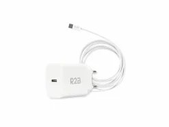 R2B 1 Meter weißes USB-C Kabel mit USB-C Ladegerät