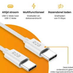 R2B 1 Meter Weißes USB-C zu USB-C Kabel