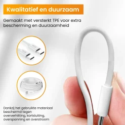 R2B 1 Meter Weißes USB-C zu USB-C Kabel