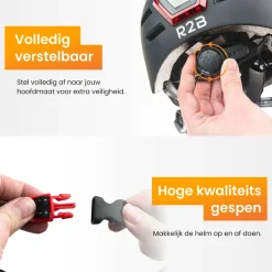 R2B Fahrradhelm mit LED-Leuchten - Größe XL - 61-64 cm