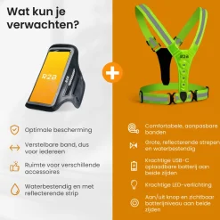 R2B Handyhalterung Joggen + Laufweste mit Beleuchtung