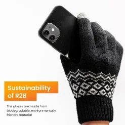 R2B Touchscreen Handschuhe Winter Herren & Damen - Schwarz