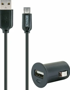 Schwaiger LSET200 schwarzes 12-Volt Micro-USB Ladeset
