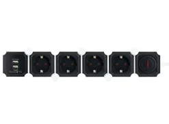 Schwaiger schwarze flexible Steckdosenleiste mit USB