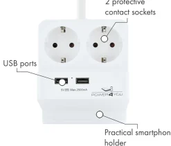 Schwaiger USB Tischsteckdose mit Smartphone Halterung