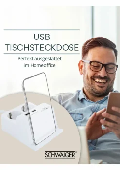 Schwaiger USB Tischsteckdose mit Smartphone Halterung